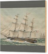 A Clipper Ship Entering New York Wood Print