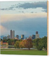 A Denver Morning - Colorado Cityscape Skyline Wood Print