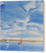 A Fine Sailing Breeze On The River Derwent Wood Print