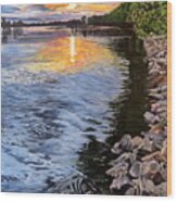 A Fraser River Sunset Wood Print