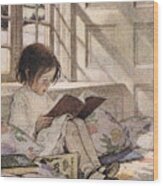 A Girl Reading Wood Print