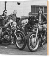 A Group Of Women Associated With The Hells Angels, 1973. Wood Print