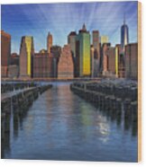 A New York City Day Begins Wood Print