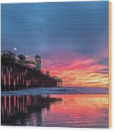 A Stunning Sunset In Oceanside Wood Print