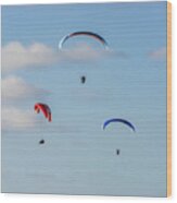 A Trio Of Paragliders At Torrey Pines Gliderport Wood Print