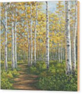 A Walk In The Aspens Wood Print