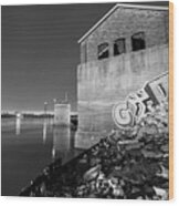 Abandoned Train Station On The Mississippi River - Saint Louis Missouri - Black And White Wood Print