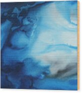 Abstract Art Original Blue Pianting Underwater Blues By Madart Wood Print