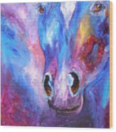 Abstract Blue Horse Wood Print
