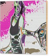 Abstract Female Tennis Player Wood Print