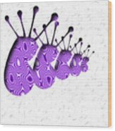 Abstract Monster Cut-out Series - Purple Line Up Wood Print