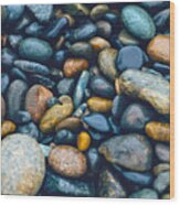 Abstract Nature Tropical Beach Pebbles 923 Blue Wood Print