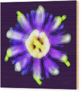 Abstract Passion Flower In Violet Blue And Green 002p Wood Print