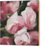 Abstract Roses Dark And Light Pink Wood Print