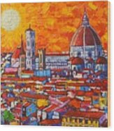 Abstract Sunset Over Duomo In Florence Italy Wood Print