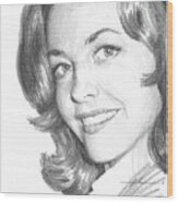 Actress Myrna Fahey Closeup Pencil Portrait Wood Print