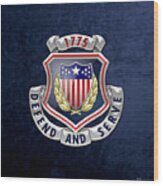 Adjutant General's Corps - Ag Corps Regimental Insignia Over Blue Velvet Wood Print