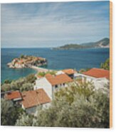 Adriatic Historic Village Of Sveti Stefan Wood Print