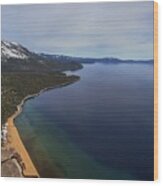 Aerial View Of Ski Beach, Lake Tahoe Wood Print