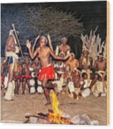 African Fire Dance Wood Print