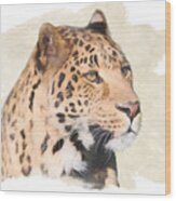 African Leopard Portrait Wood Print
