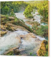 Agua Azul Waterfall Wood Print