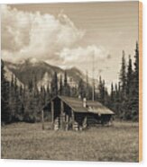 Alaska Trapper Cabin Wood Print