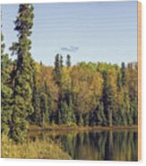 Alaskan Lake In Autumn Wood Print