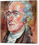 Alexander Hamilton Watercolor Wood Print