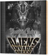 Aliens Invade 4 Beer Galaxy Attack Wood Print