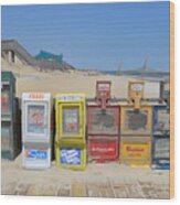 All The News - Vending Machines At The Beach Wood Print