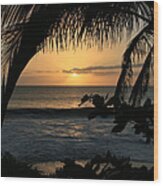 Aloha Aina The Beloved Land - Sunset Kamaole Beach Kihei Maui Hawaii Wood Print