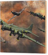 American And German Aircraft Battle Wood Print
