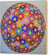 American Quilt Flower Ball Wood Print
