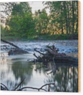 American River Morning Wood Print
