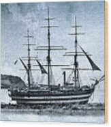 Amerigo Vespucci Sailboat In Blue Wood Print