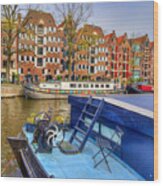 Amsterdam Houseboats Wood Print