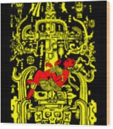 Ancient Astronaut Yellow And Red Version Wood Print