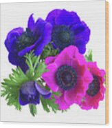 Anemones Posy Wood Print