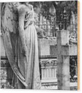 Angel With Cross Of Bonaventure Cemetery Wood Print