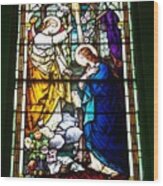 Annunciation In Stain Glass Wood Print