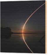 Antares Launch From Wallops Island Wood Print