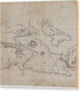 Antique Map Of Acadia With Adjacent Islands Wood Print