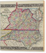 Antique Map Of Virginia Wood Print