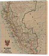 Antique Maps - Old Cartographic Maps - Antique Map Of Peru, South America, 1913 Wood Print