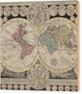 Antique World Map Wood Print