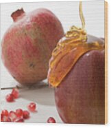 Apple Honey And Pomegranate Seeds, Wood Print