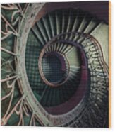 Art Deco Metal Spiral Staircase Wood Print
