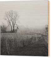 As The Fog Rolls In Wood Print