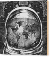 Astronaut World Map 1 Wood Print